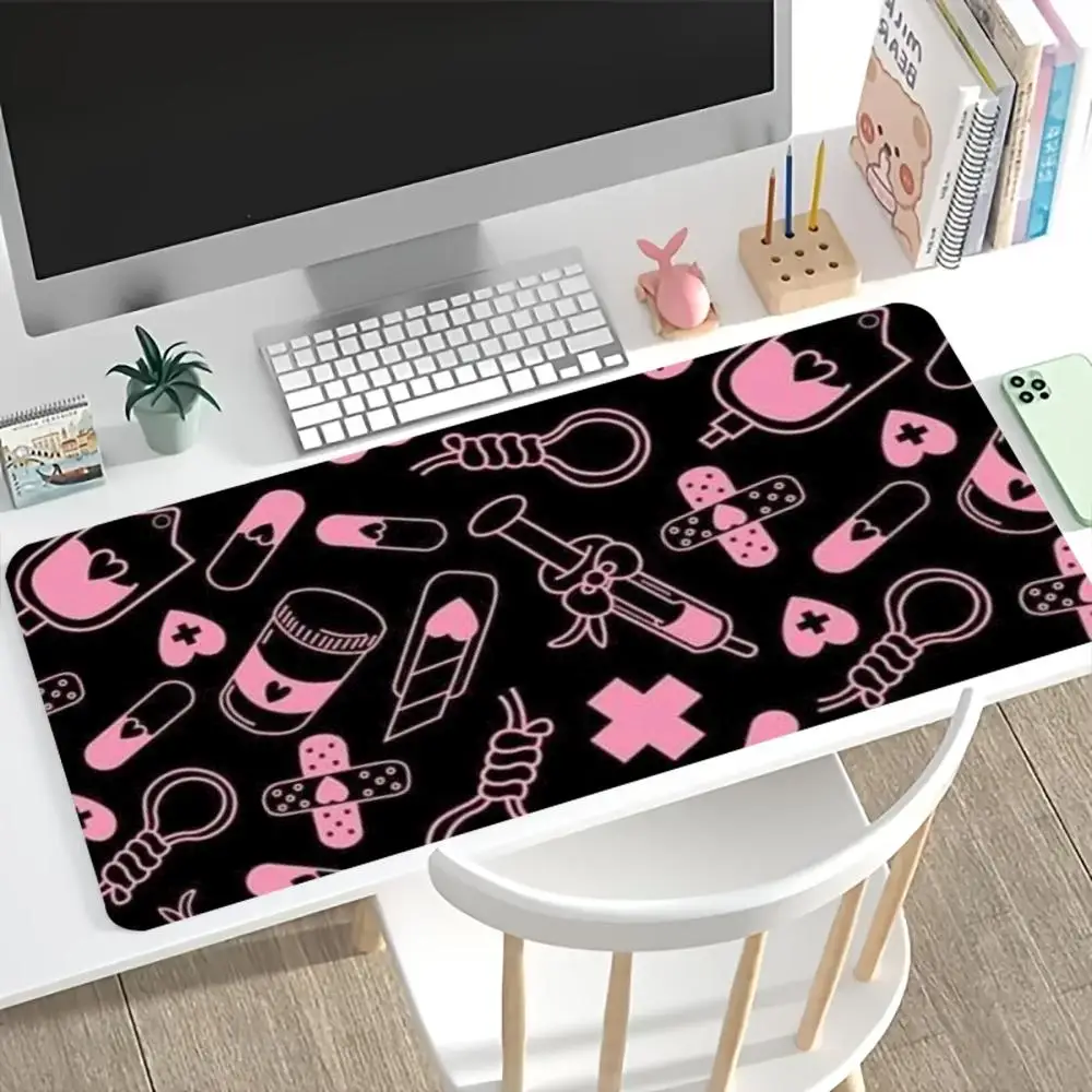 Kawaii Pink Medical Pattern Ga - огляд і ціна Desk Setup Pc And Laptop